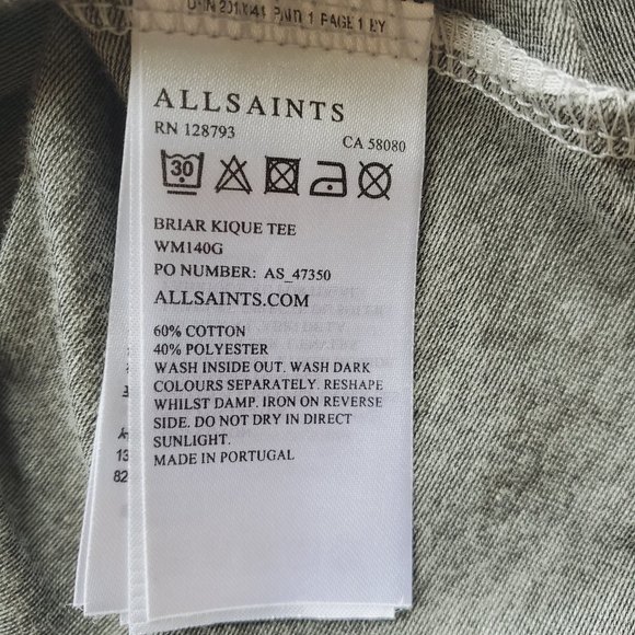 𝅺ALLSAINTS Briar Kique black grey short sleeves tee-size 4 - Picture 5 of 8